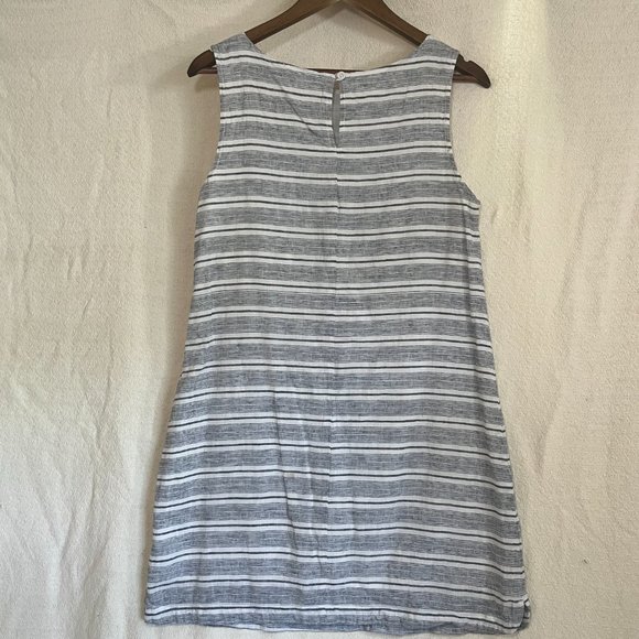 Sleeveless Linen-Cotton Striped Dress/Tunic, M - Picture 2 of 7